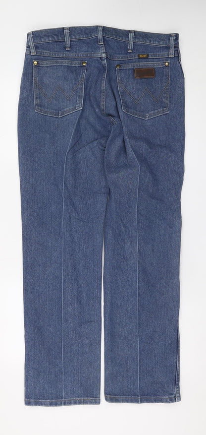 Wrangler Men's Blue Denim Straight Jeans 35x30 Classic Fit