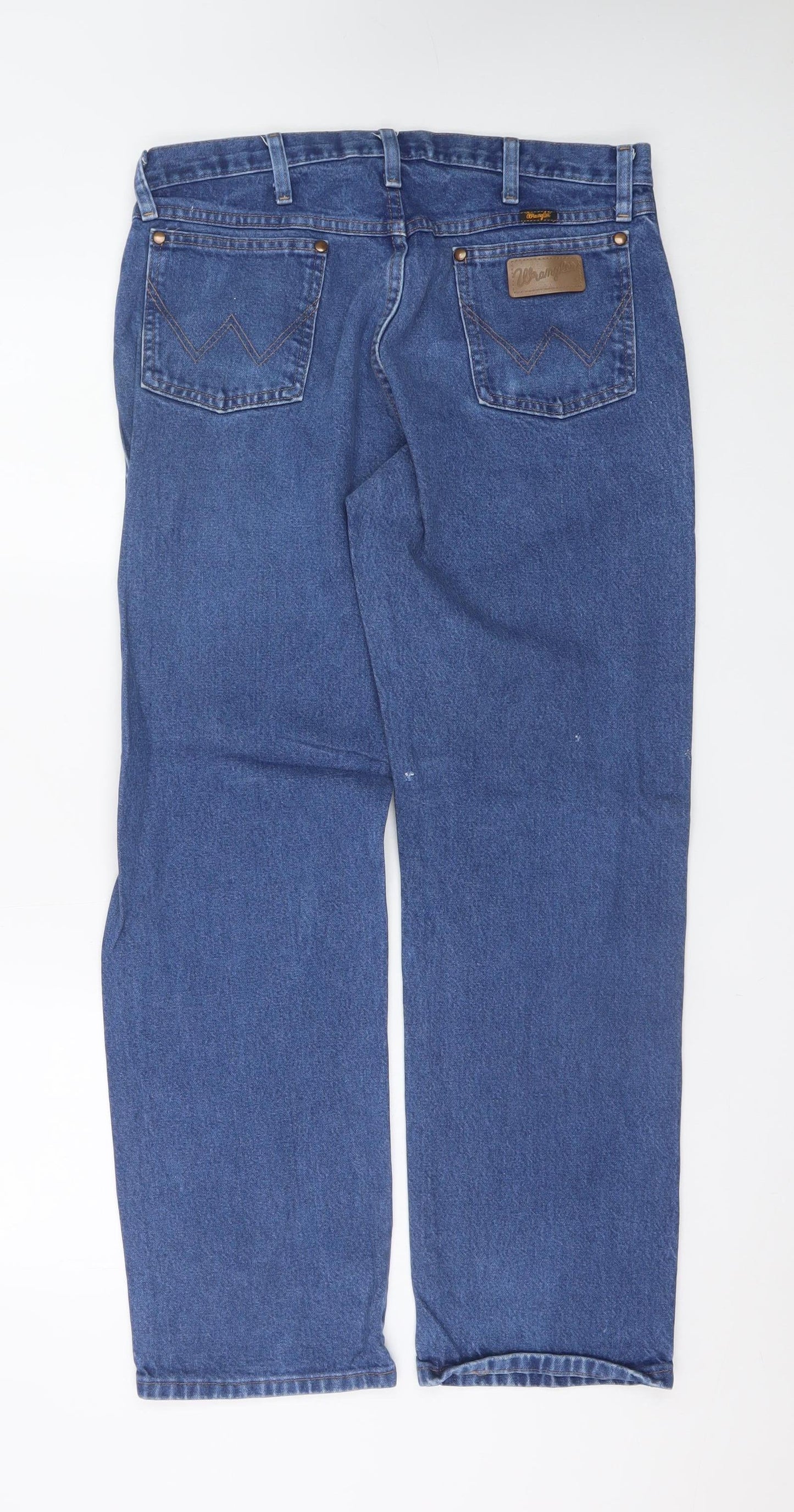 Wrangler Men's Blue 34x30 Regular Fit Straight Denim Jeans