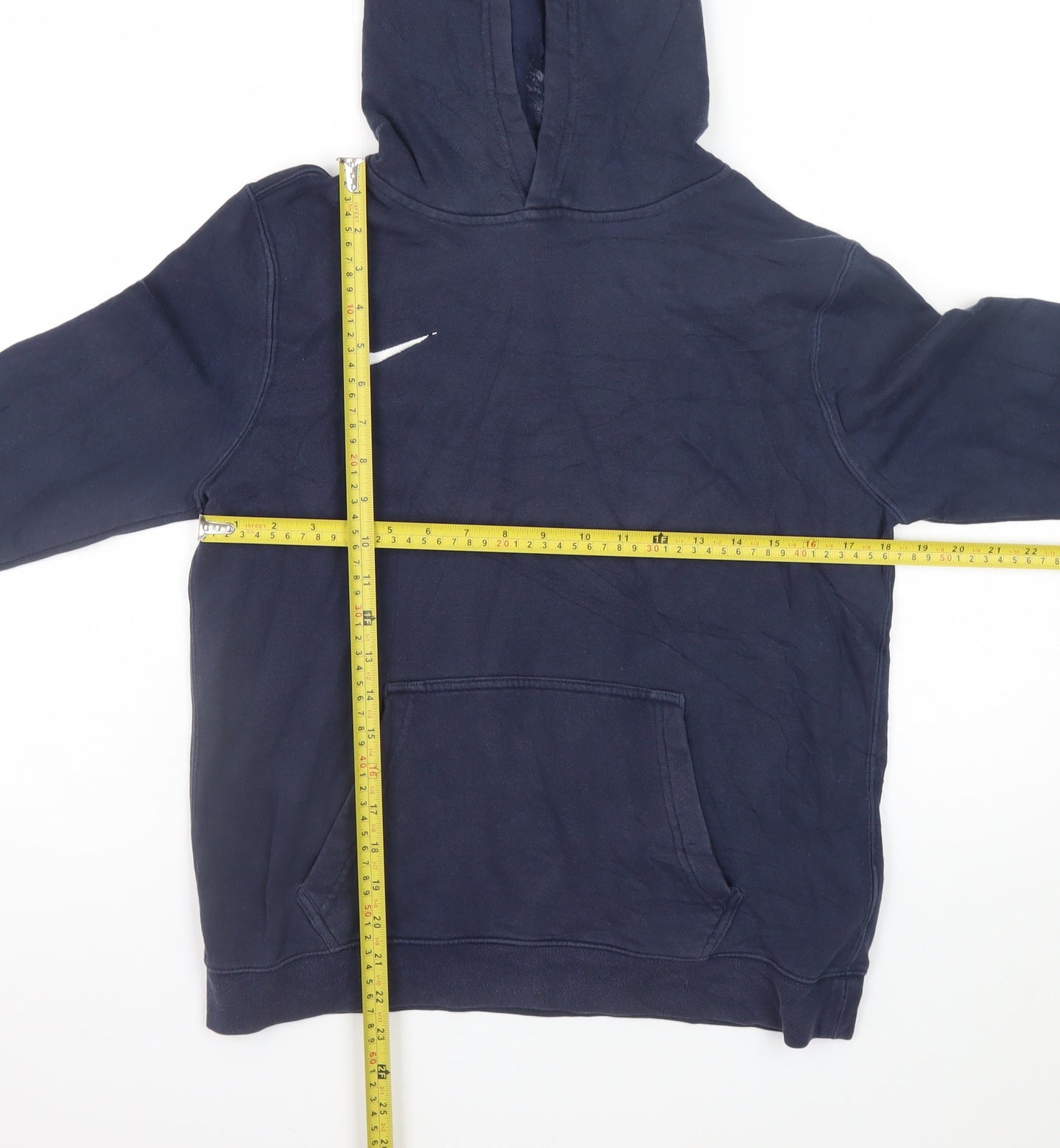 Nike Teens Blue Pullover Hoodie M Fleece Logo Sportswear