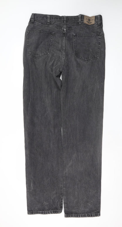 Wrangler Mens Black Regular Fit Straight Leg Jeans Size 36x34