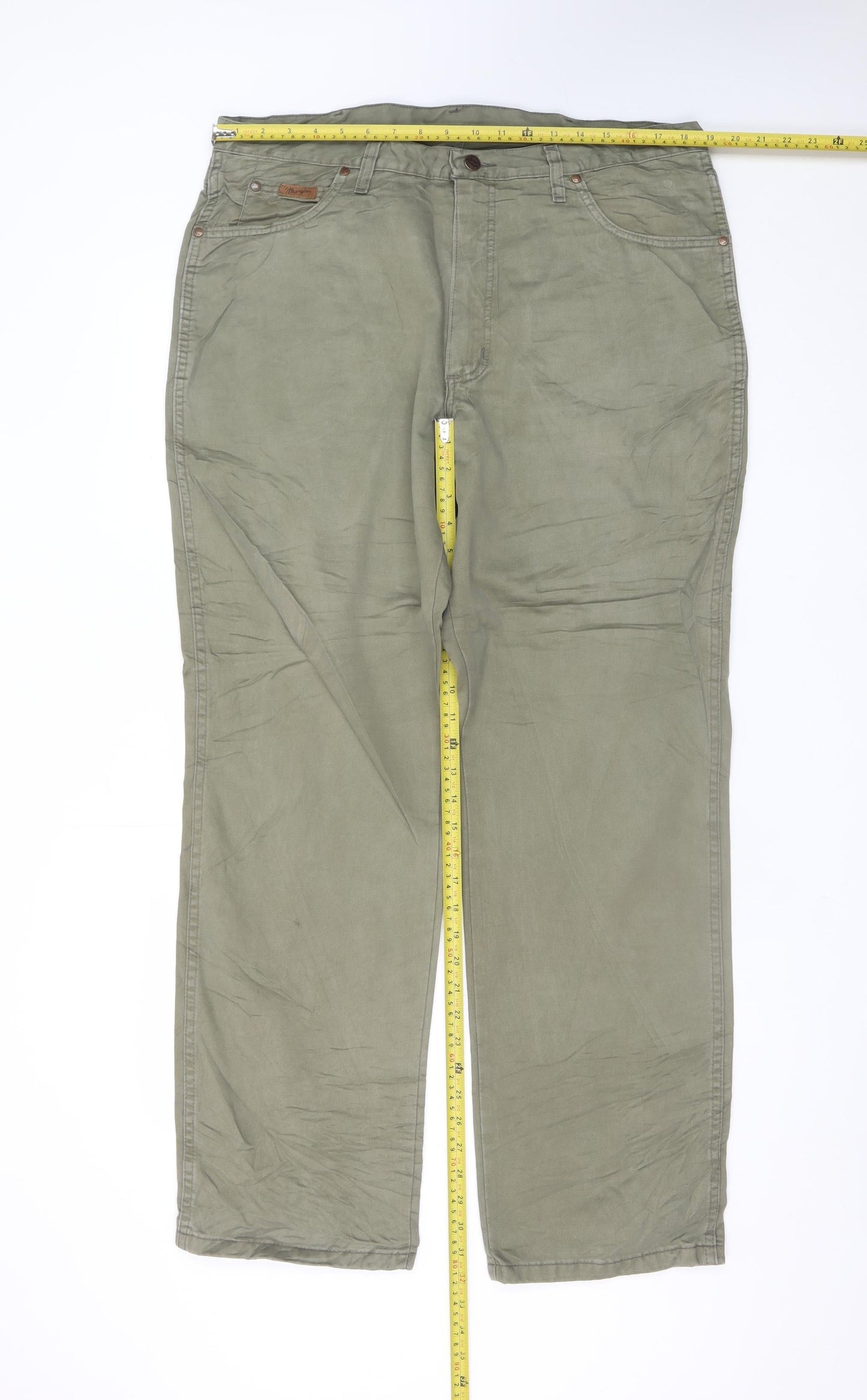 Wrangler Men's Green 38x32 Chino Cotton Straight Trousers