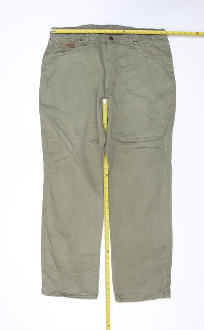 Wrangler Men's Green 38x32 Chino Cotton Straight Trousers
