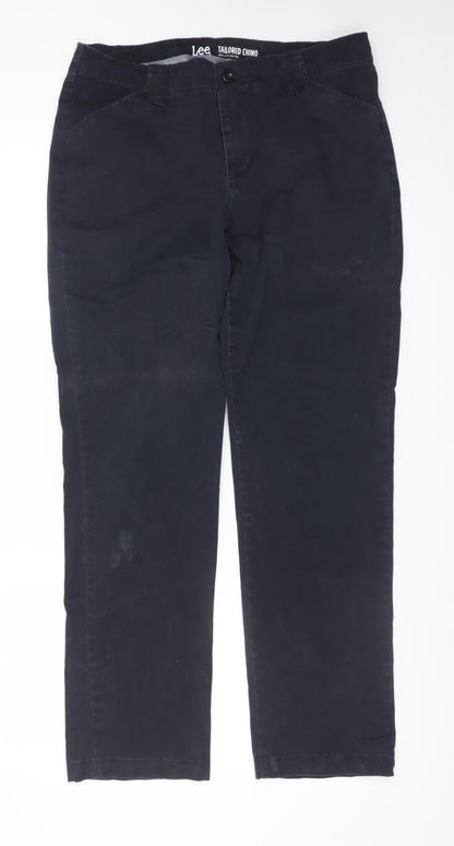 Lee Men's Black Tailored Chino Slim Straight Leg Trousers Size M