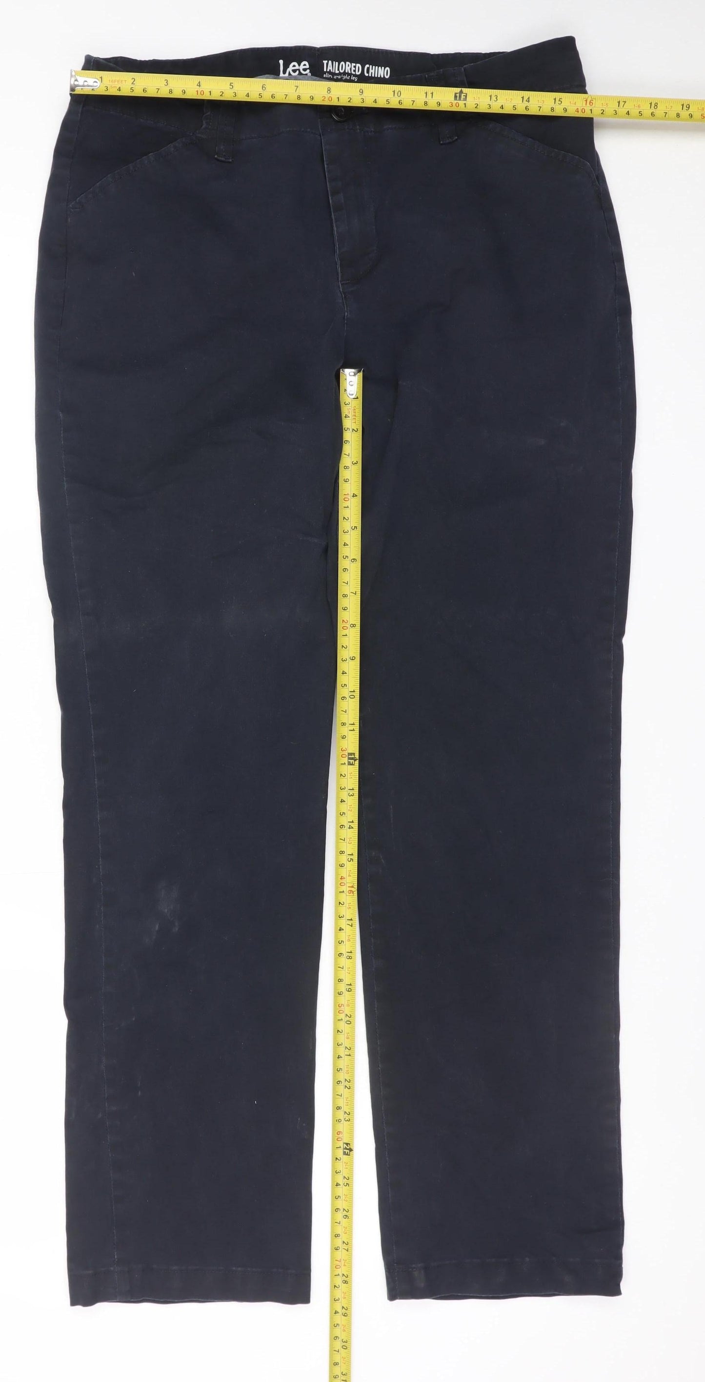 Lee Men's Black Tailored Chino Slim Straight Leg Trousers Size M