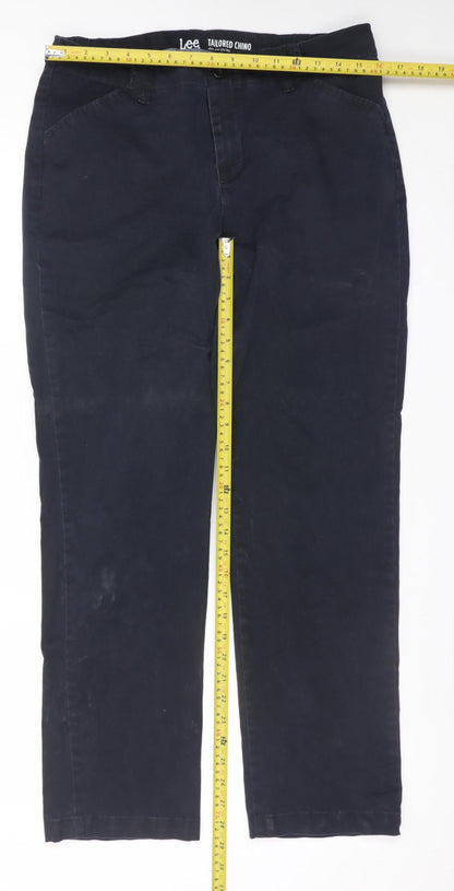 Lee Men's Black Tailored Chino Slim Straight Leg Trousers Size M