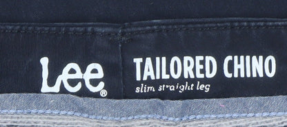 Lee Men's Black Tailored Chino Slim Straight Leg Trousers Size M