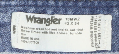 Wrangler Men's Blue 42x34 Straight Classic Denim Jeans