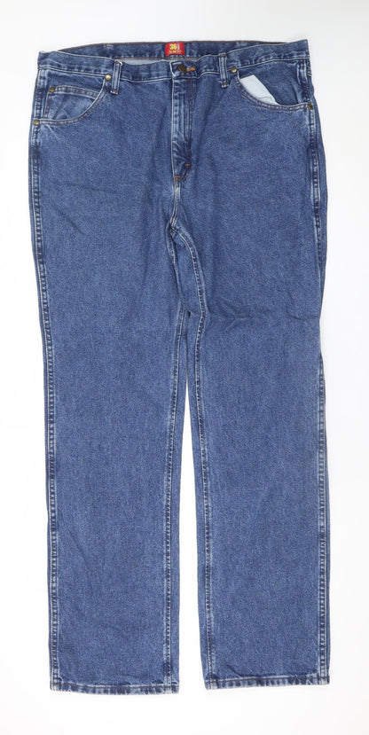 Wrangler Men's Blue Straight Leg Jeans 40x34 Regular Fit Denim