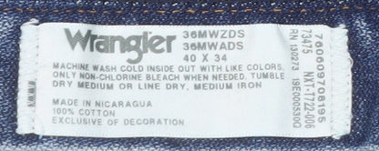 Wrangler Men's Blue Straight Leg Jeans 40x34 Regular Fit Denim