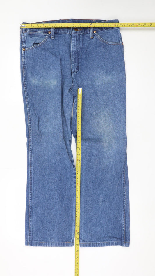 Wrangler Men's Blue Denim Straight Jeans 35x30 Regular Fit