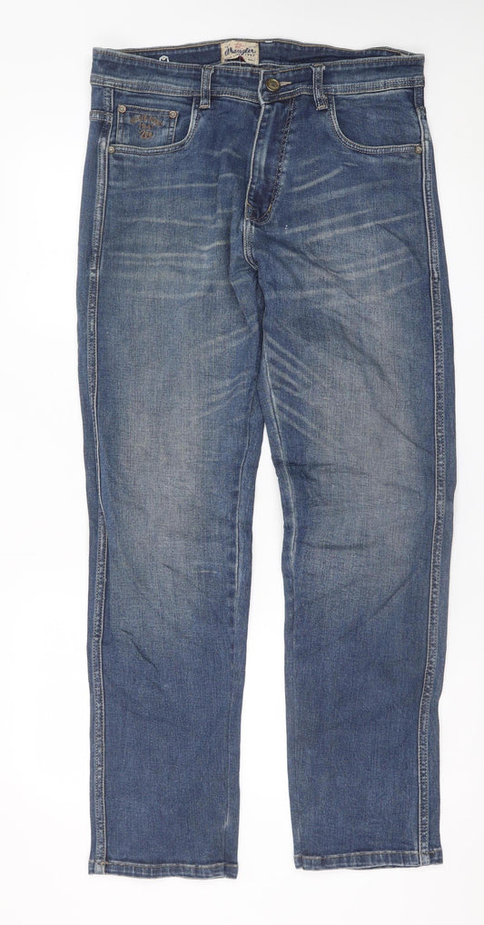 Wrangler Men's Blue Regular Fit Straight Leg Denim Jeans 34x34