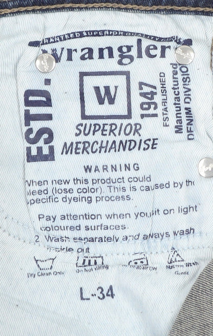 Wrangler Men's Blue Regular Fit Straight Leg Denim Jeans 34x34
