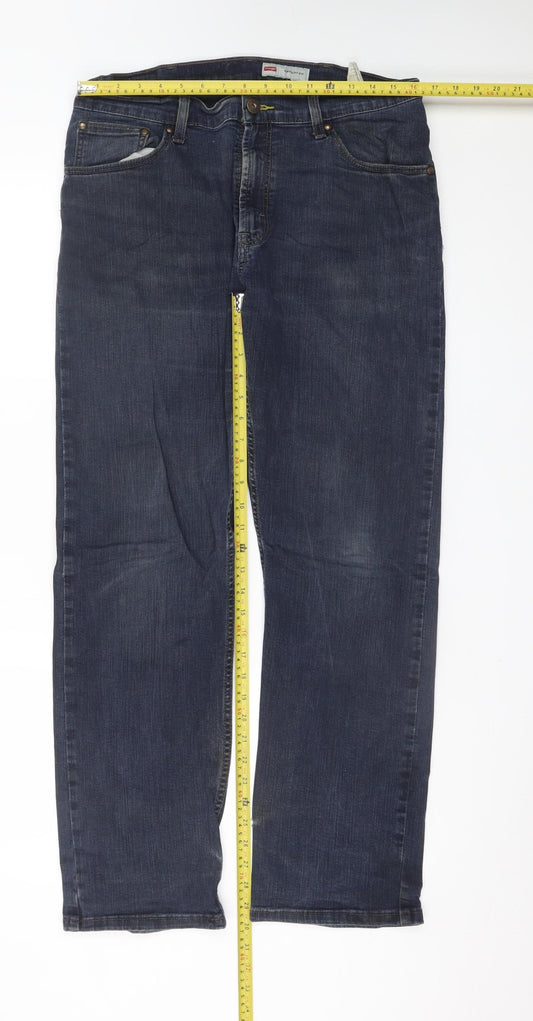 Wrangler Men's Blue Straight Fit Denim Jeans 34W 30L Regular