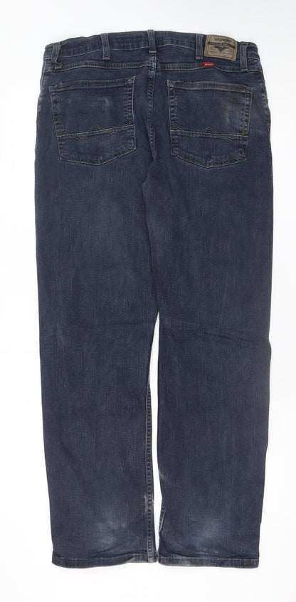 Wrangler Men's Blue Straight Fit Denim Jeans 34W 30L Regular
