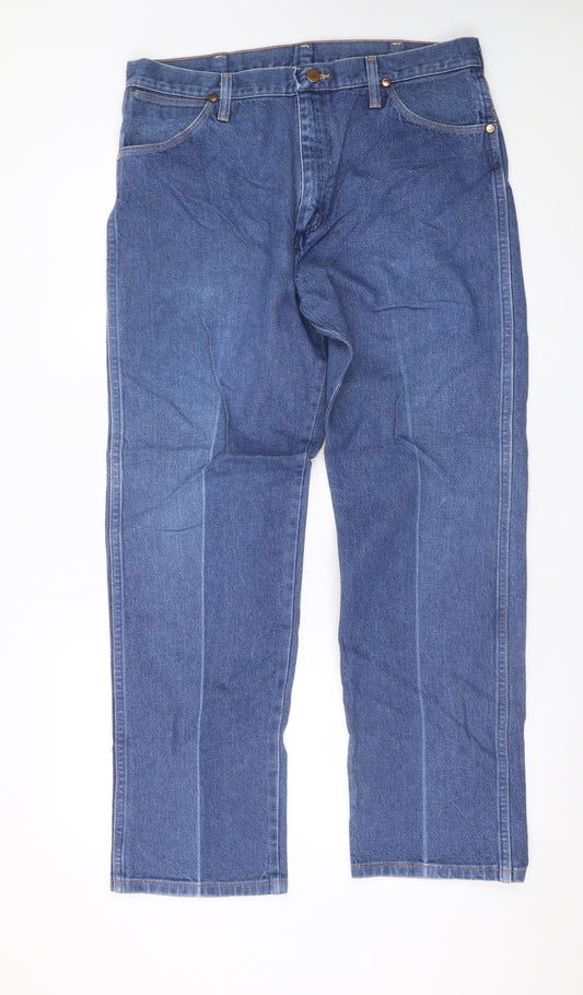 Wrangler Men's Blue Straight Denim Jeans 36x30 Classic Fit