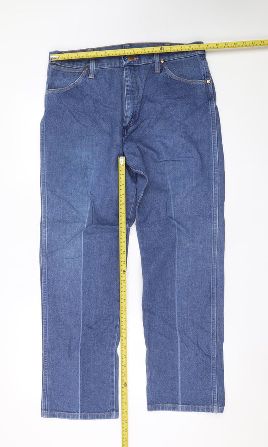 Wrangler Men's Blue Straight Denim Jeans 36x30 Classic Fit