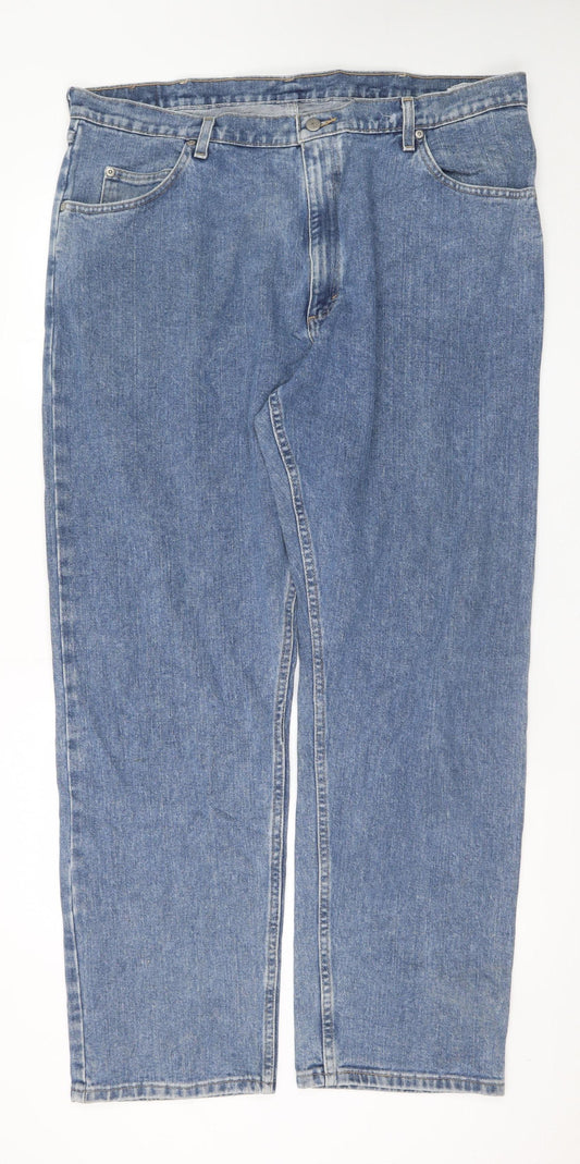 Wrangler Men's Blue 40x32 Regular Fit Straight Denim Jeans
