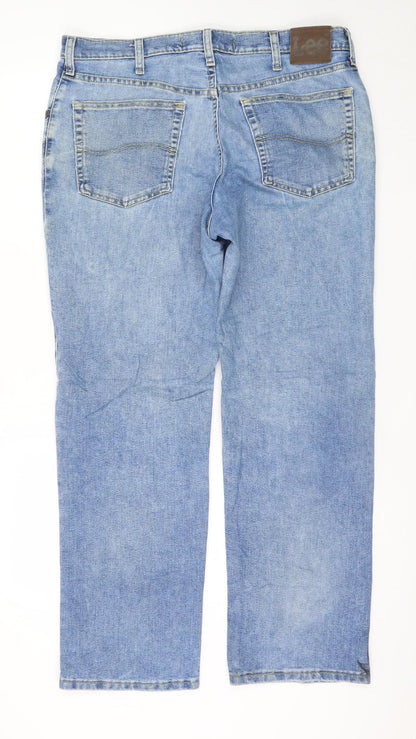 Lee Men's Blue Straight Leg Denim Jeans 38W 30L Regular Fit