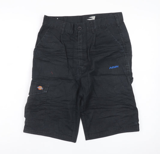 Dickies Mens Black Cargo Work Shorts Size 28 Regular Polyester Cotton