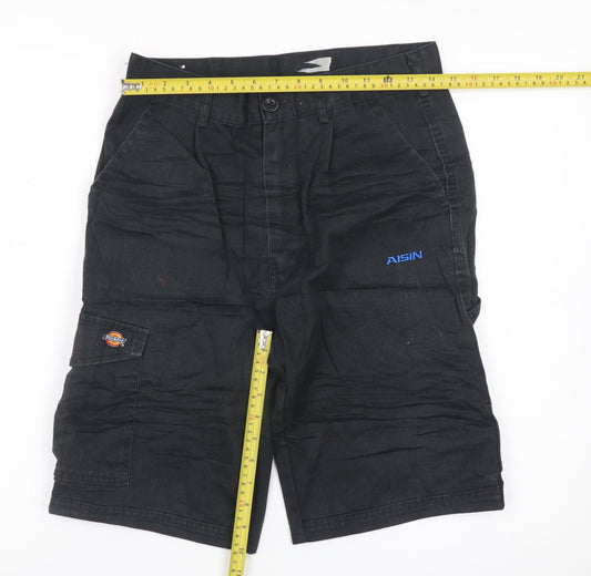 Dickies Mens Black Cargo Work Shorts Size 28 Regular Polyester Cotton