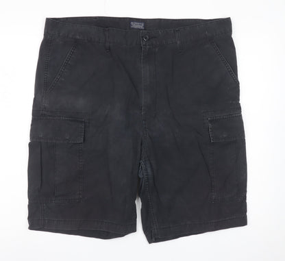 Marks and Spencer Men's Black Cargo Shorts W40 Cotton Casual
