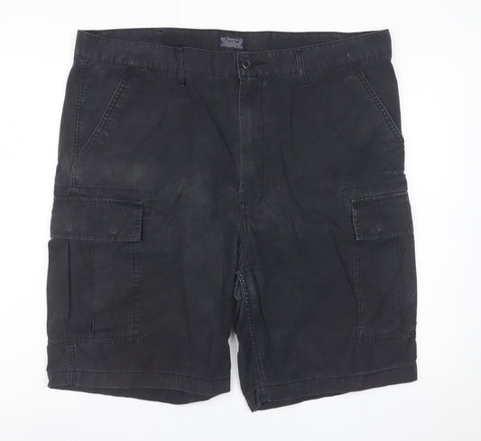 Marks and Spencer Men's Black Cargo Shorts W40 Cotton Casual