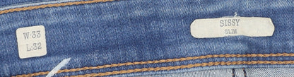 Mistral Women's Blue Sissy Slim Straight Mid Rise Jeans Size 16