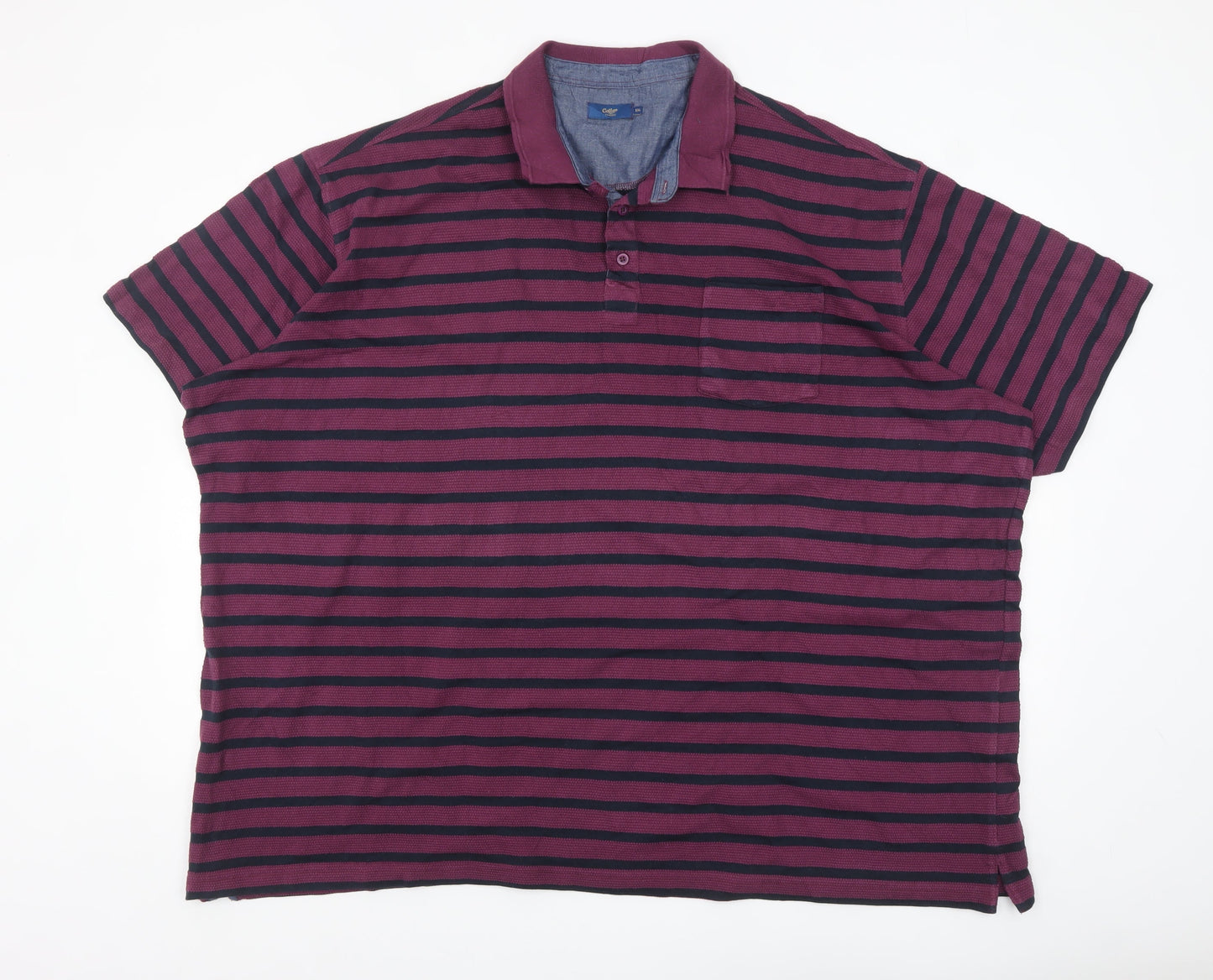 Cotton Traders Men’s Plum Striped Polo Shirt 5XL Regular Fit