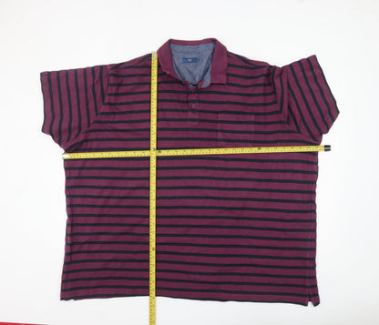 Cotton Traders Men’s Plum Striped Polo Shirt 5XL Regular Fit
