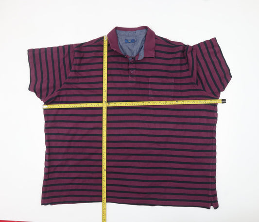 Cotton Traders Men’s Plum Striped Polo Shirt 5XL Regular Fit
