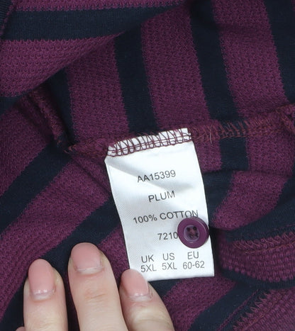Cotton Traders Men’s Plum Striped Polo Shirt 5XL Regular Fit