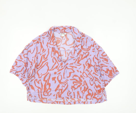 Monki Women’s Multicoloured Cropped Viscose Button-Up Shirt M