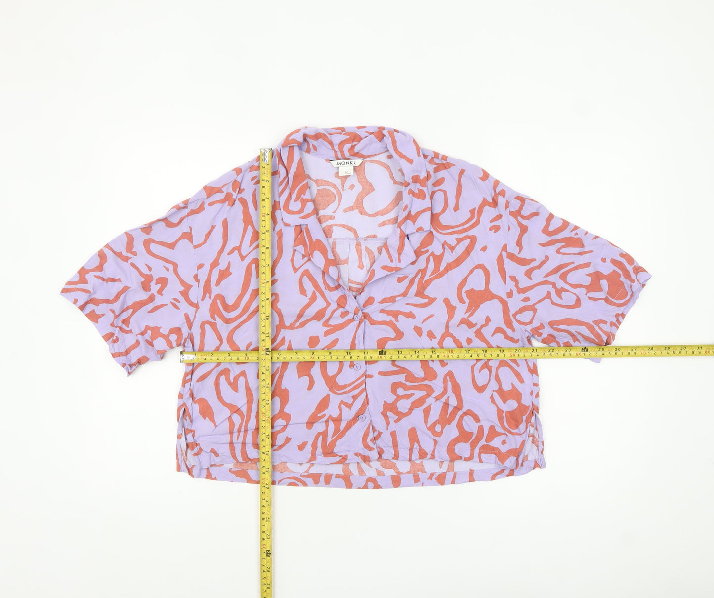 Monki Women’s Multicoloured Cropped Viscose Button-Up Shirt M