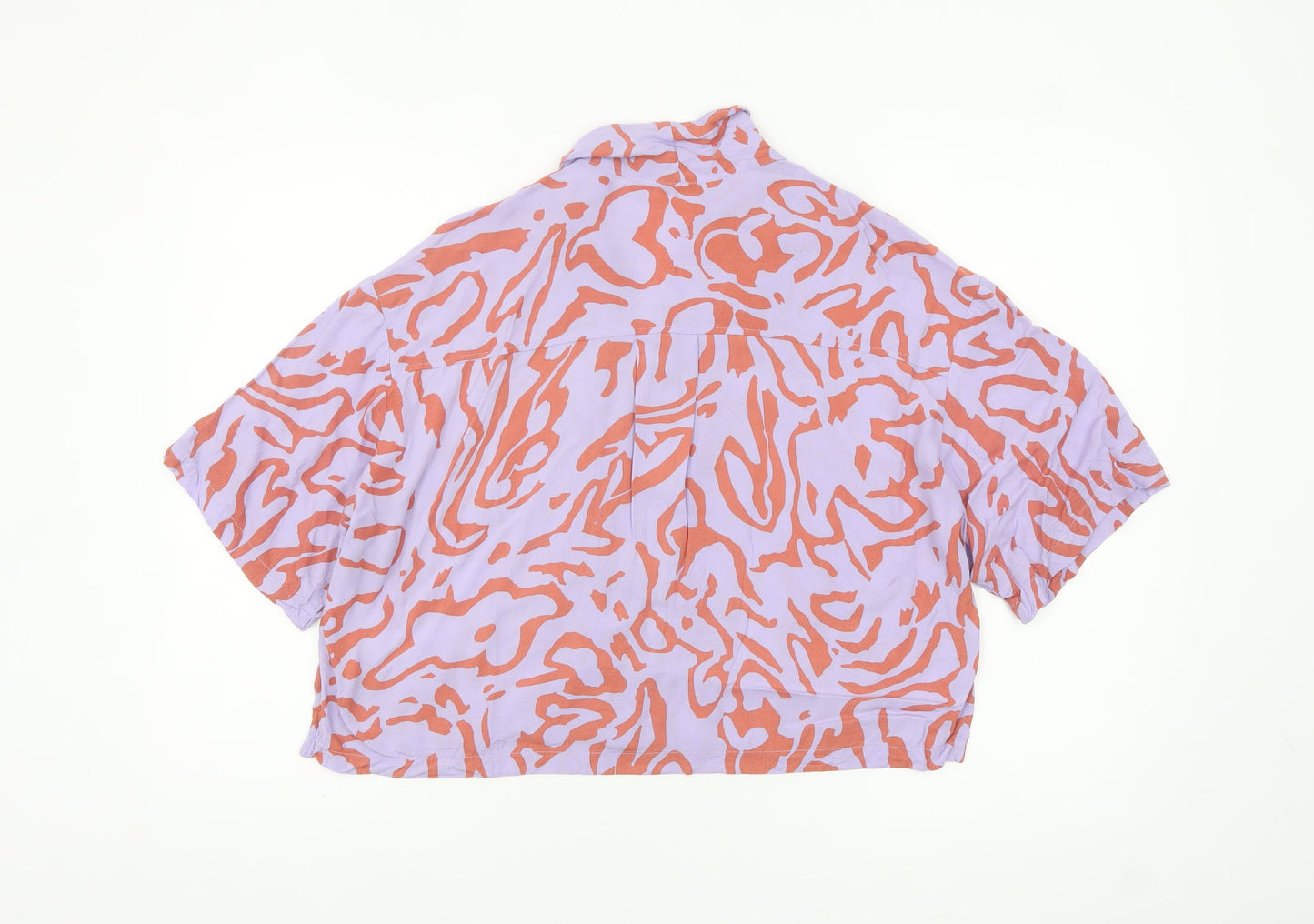 Monki Women’s Multicoloured Cropped Viscose Button-Up Shirt M
