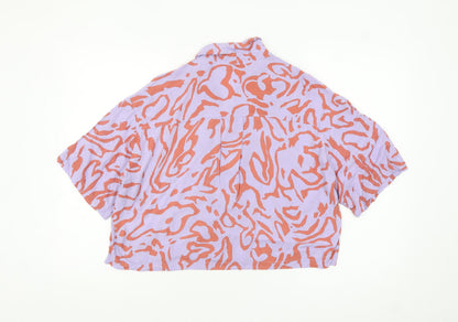 Monki Women’s Multicoloured Cropped Viscose Button-Up Shirt M
