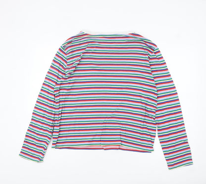 Monki Women's Multicoloured Striped Long Sleeve Cotton Modal Jersey T-Shirt L