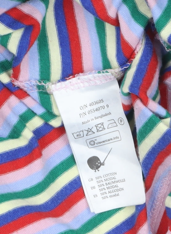 Monki Women's Multicoloured Striped Long Sleeve Cotton Modal Jersey T-Shirt L