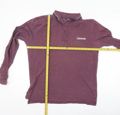 Lambretta Men Purple Long Sleeve Polo Shirt Size L Retro Style