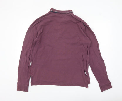Lambretta Men Purple Long Sleeve Polo Shirt Size L Retro Style