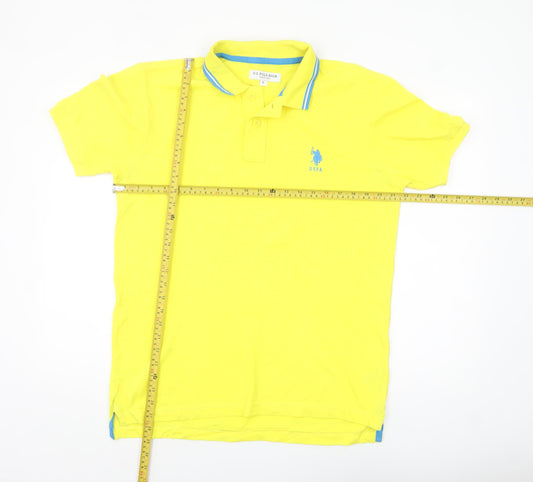 U.S. Polo Assn. Men's Yellow Cotton Short Sleeve Polo Shirt L