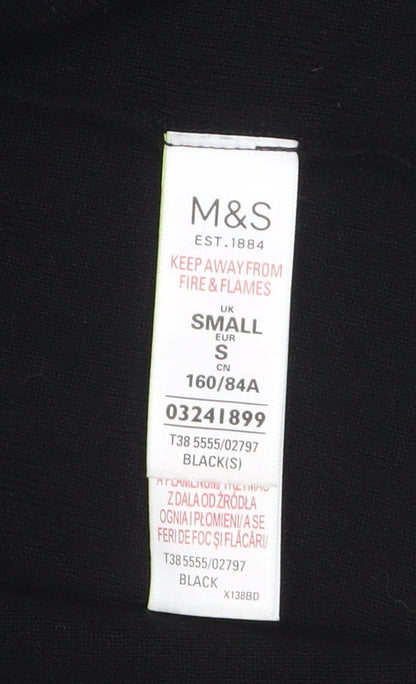Marks and Spencer Women Black Small Open Knit Long Sleeve Cardigan
