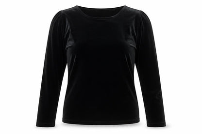 Oasis Women's Black Velvet Long Sleeve Crew Neck Blouse Size S