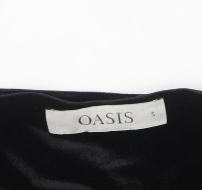 Oasis Women's Black Velvet Long Sleeve Crew Neck Blouse Size S