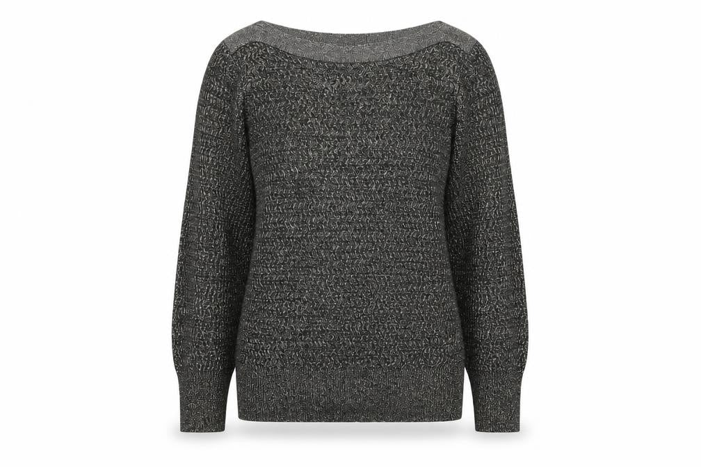 Betty Jackson Black Women's Size 10 Black Metallic Knit Boat Neck Jumper