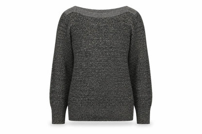 Betty Jackson Black Women's Size 10 Black Metallic Knit Boat Neck Jumper