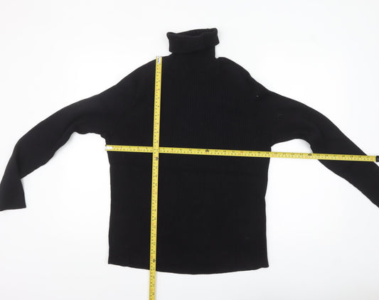 H&M Women Black Roll Neck Slim Fit Cotton Jumper Size 12