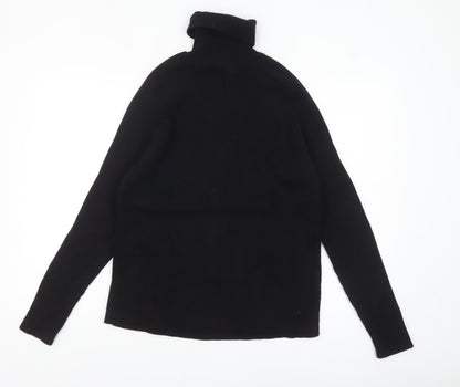 H&M Women Black Roll Neck Slim Fit Cotton Jumper Size 12