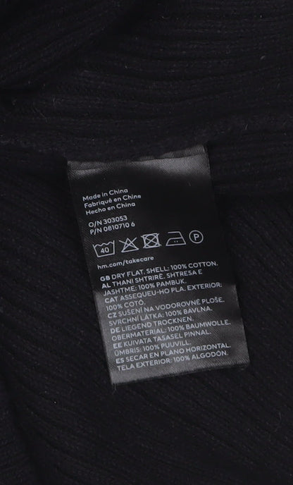 H&M Women Black Roll Neck Slim Fit Cotton Jumper Size 12