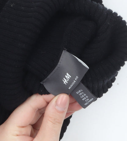 H&M Women Black Roll Neck Slim Fit Cotton Jumper Size 12