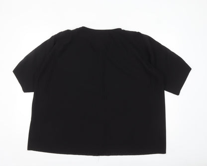 Gallery Women’s Black XL Basic Stretch Short Sleeve Blouse